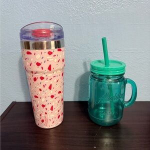 Lot of 2 Plastic Drink Cups